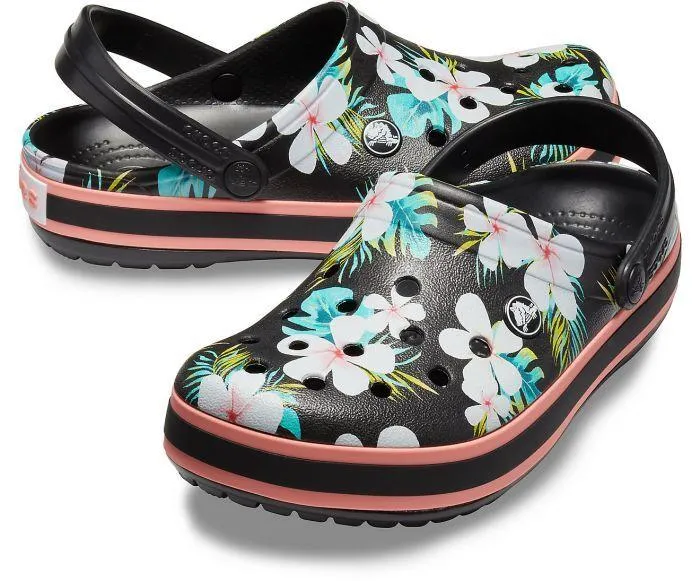 Crocband Seasonal Graphic Black/Floral Unisex Clog-205579-0cv