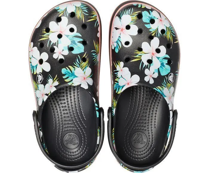 Crocband Seasonal Graphic Black/Floral Unisex Clog-205579-0cv