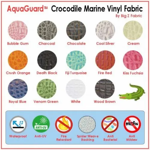 Crocodile Marine Vinyl Fabric - Auto/Boat - Upholstery Fabric / Deadpool Red / By The Roll - 30 Yards