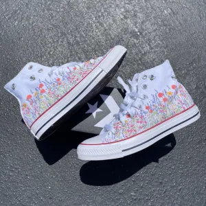 Custom Converse Shoes - Flower Field Bee - Custom High Tops