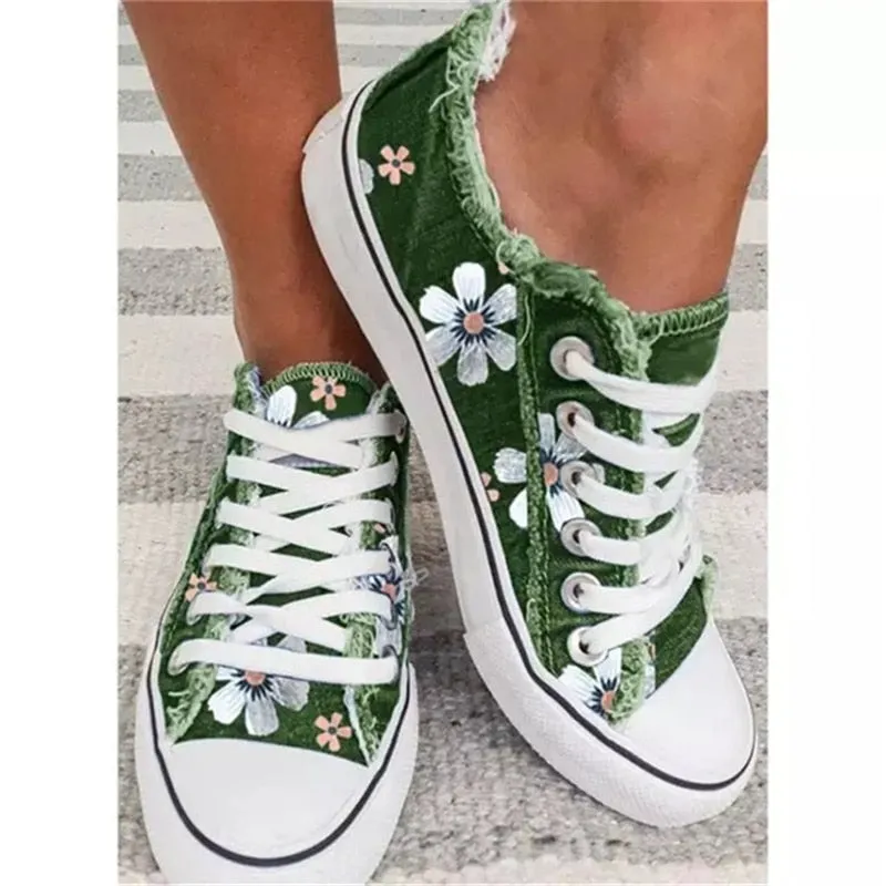 Daisy Denim Basketball Tennis Shoes 9 Different Styles And Colors Denim Lace Up Sneakers With Frayed Jean Edge Green Blue Black Dark Faded With Or Without Daisies