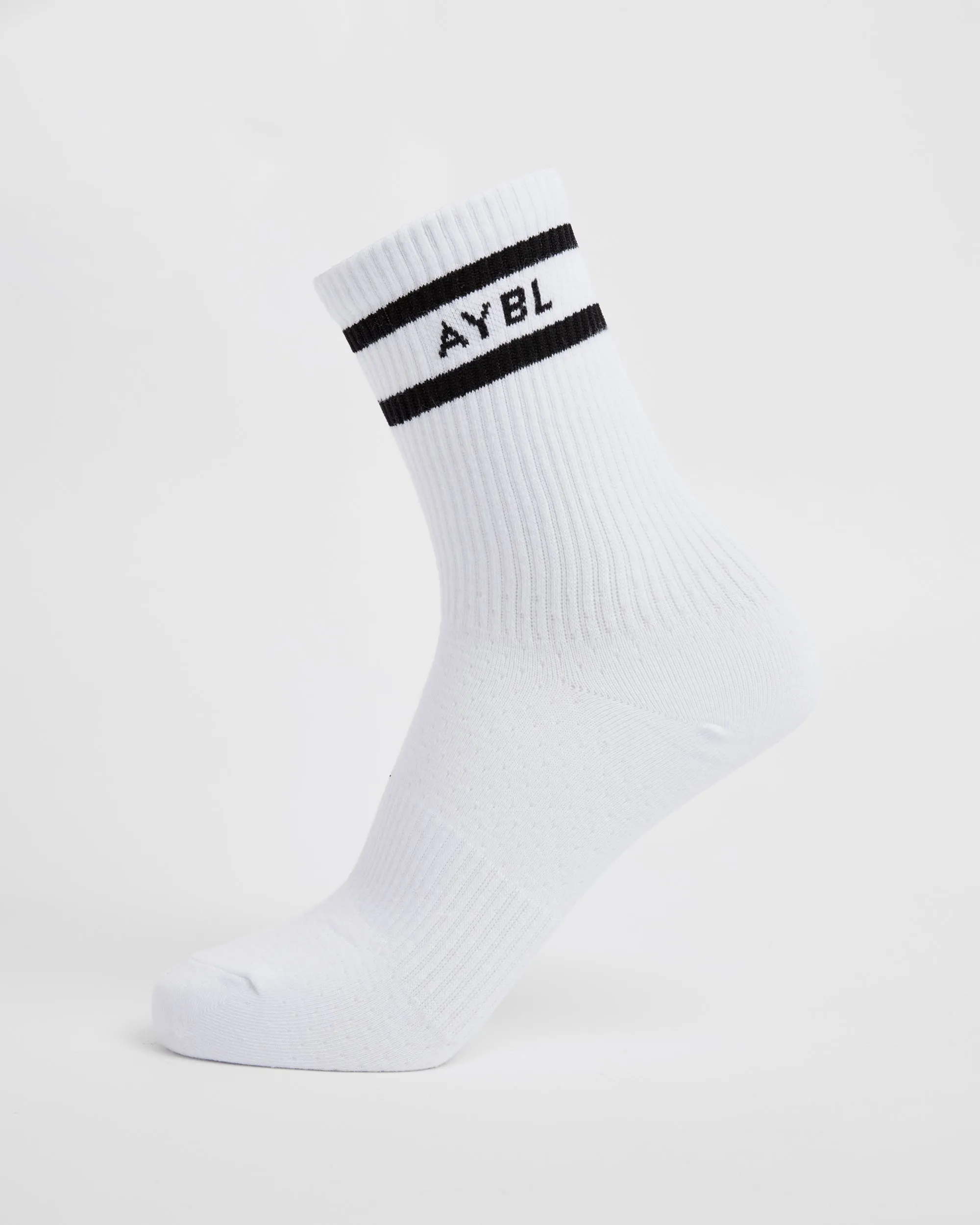 Everyday Double Stripe Crew Socks (3 Pack) - White