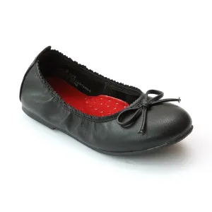 FINAL SALE - L'Amour Girls Tonal Bow Elastic Ballet Flat