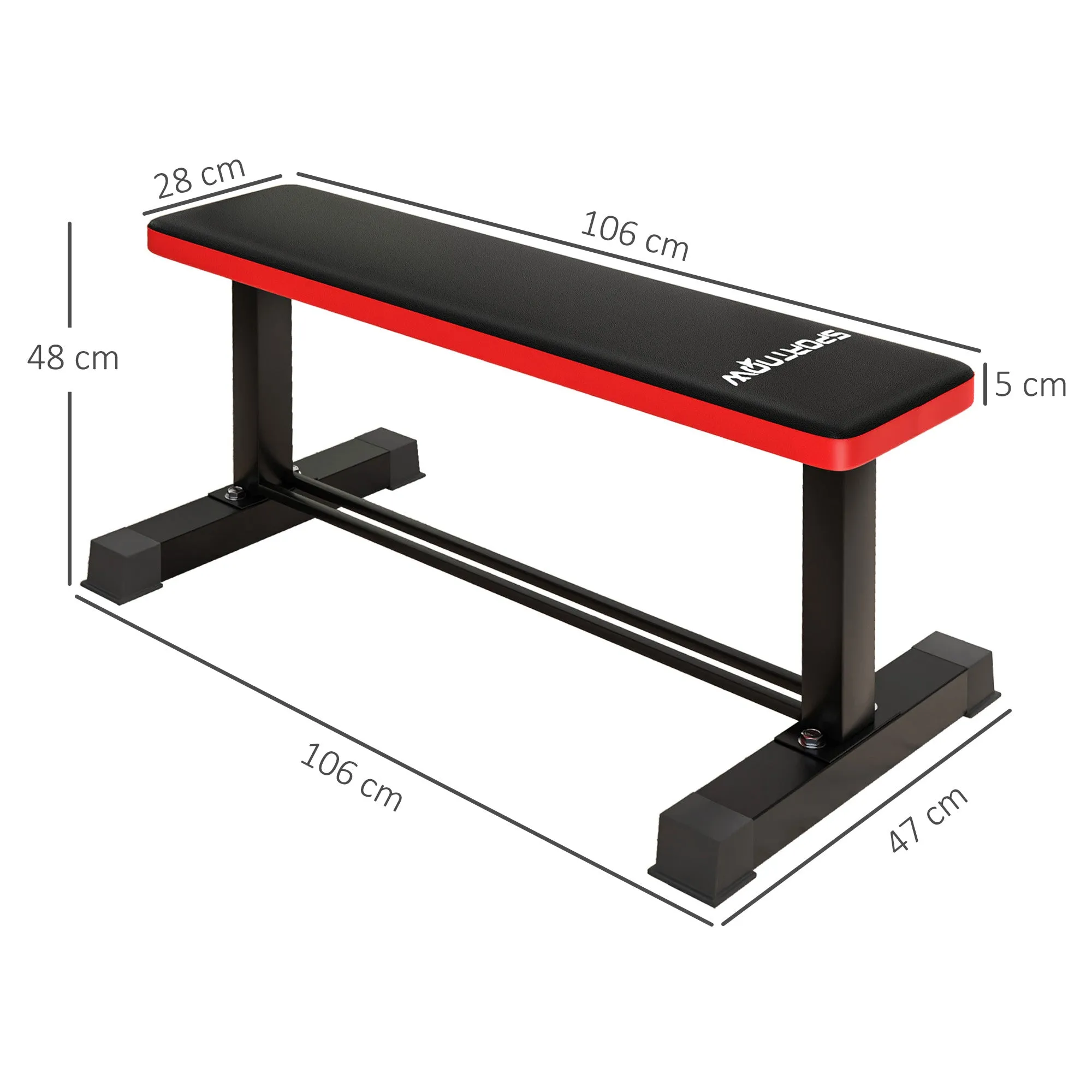 Flat Weight Bench with Dumbbell Rack, 300KG Weight Capacity