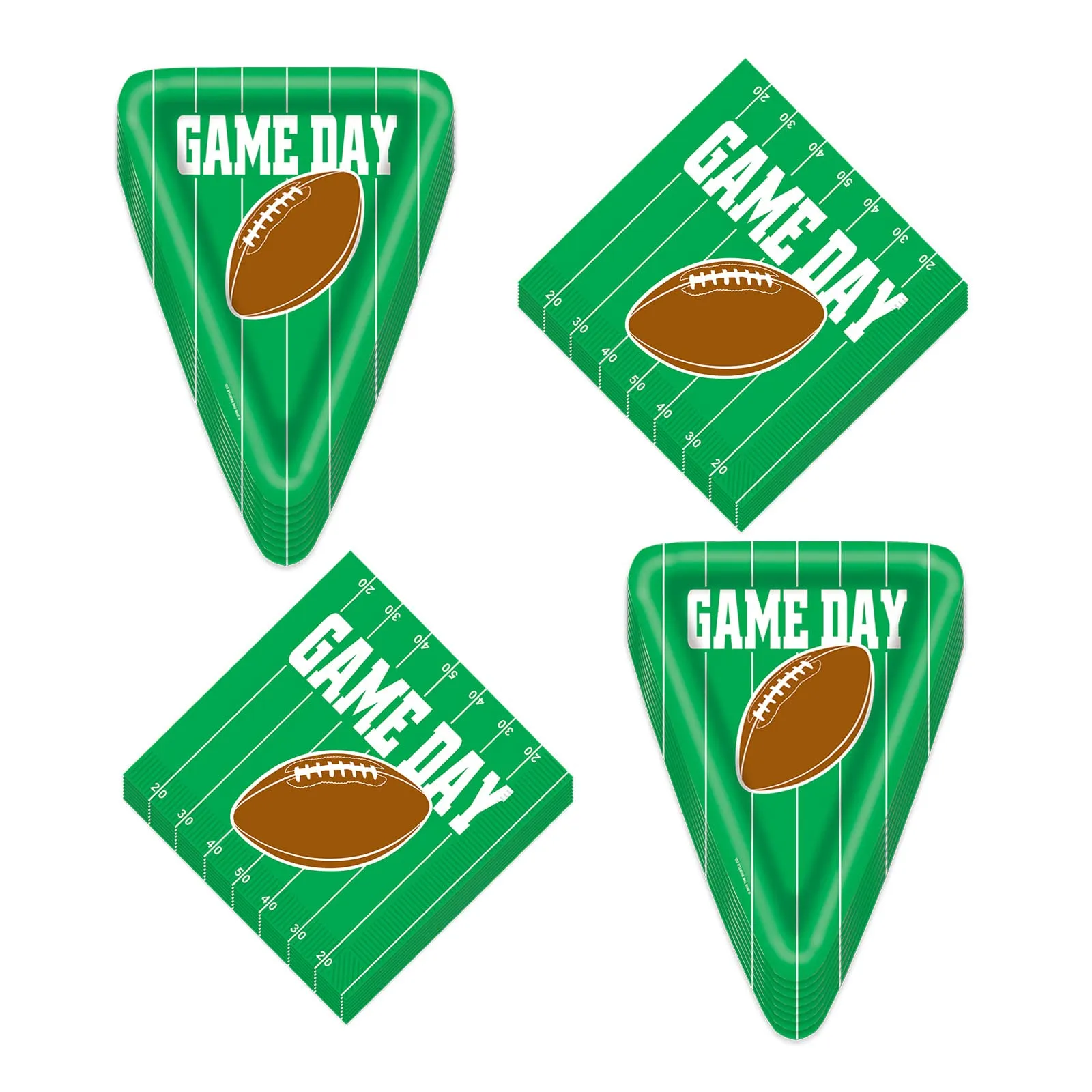 Football Party Pizza Slice Shaped Plates and Lunch Napkins (Serves 16)