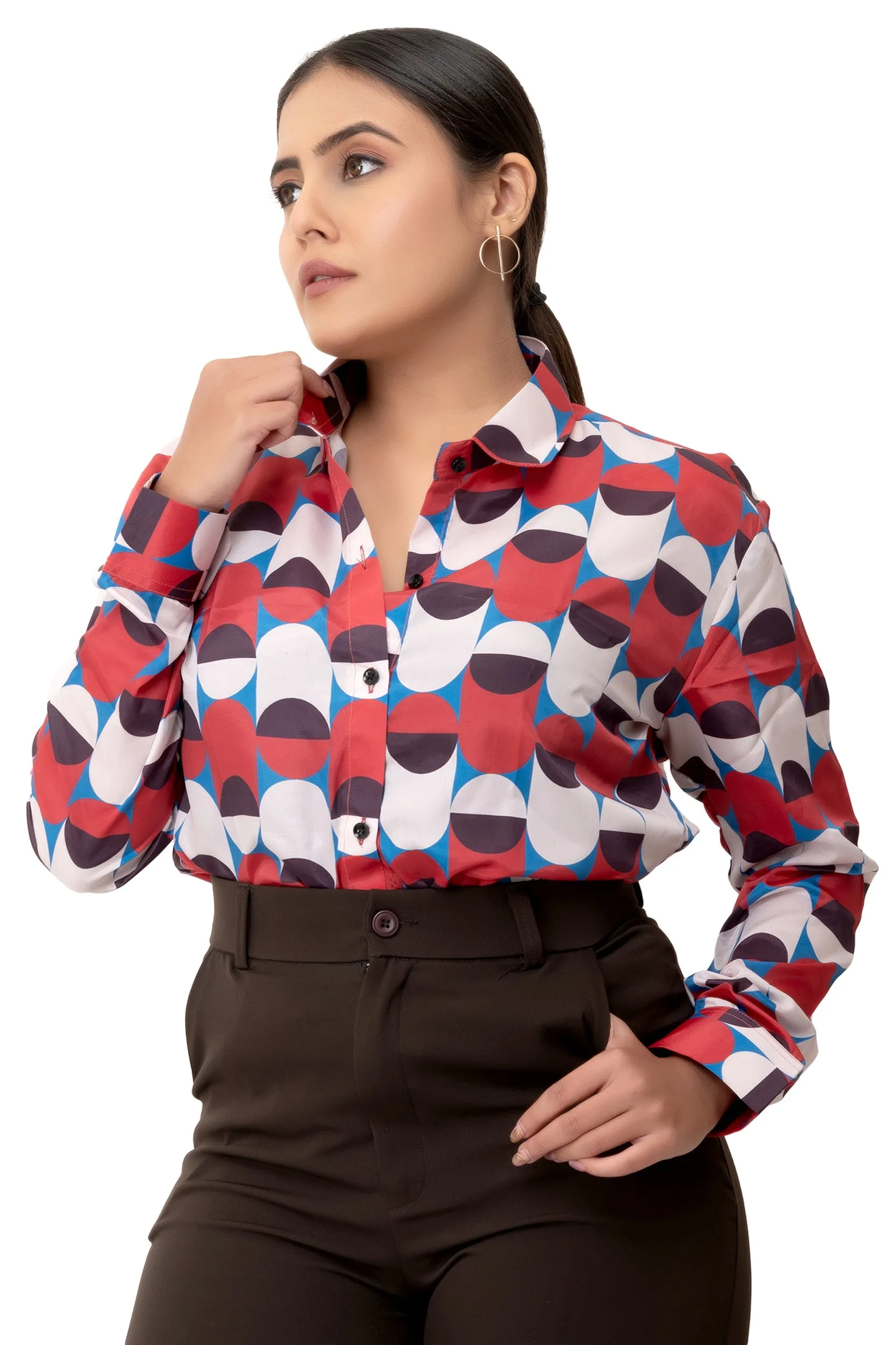 Geometric Red Angles Printed Shirt