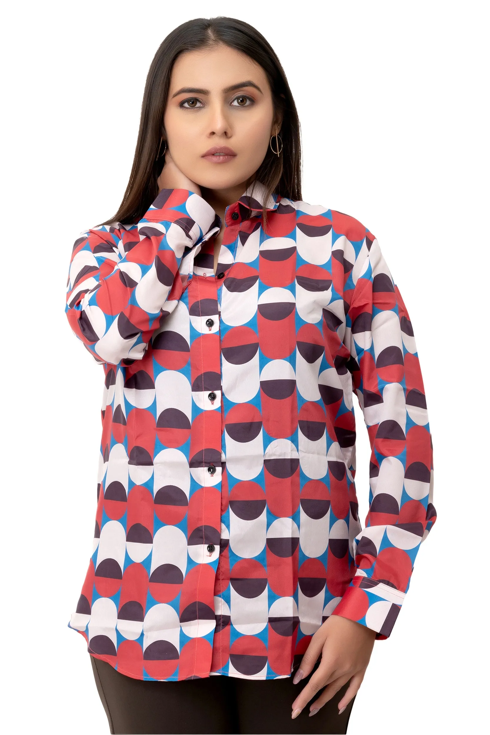 Geometric Red Angles Printed Shirt