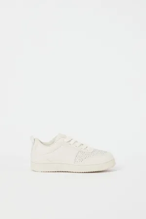 Girls Cream Diamante Lace-Up Sneaker