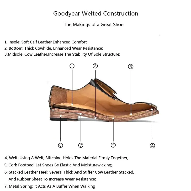 Goodyear Horse Leather Derby Shoes For Women Lace Up Block Oxfords Leather Sole in Black/Brown