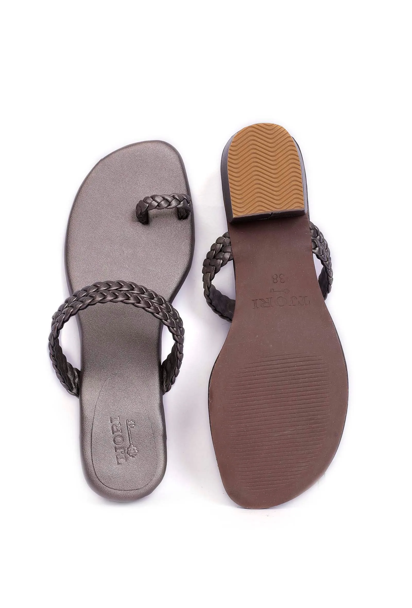 Grey Knotted Cruelty Free Leather Sandals