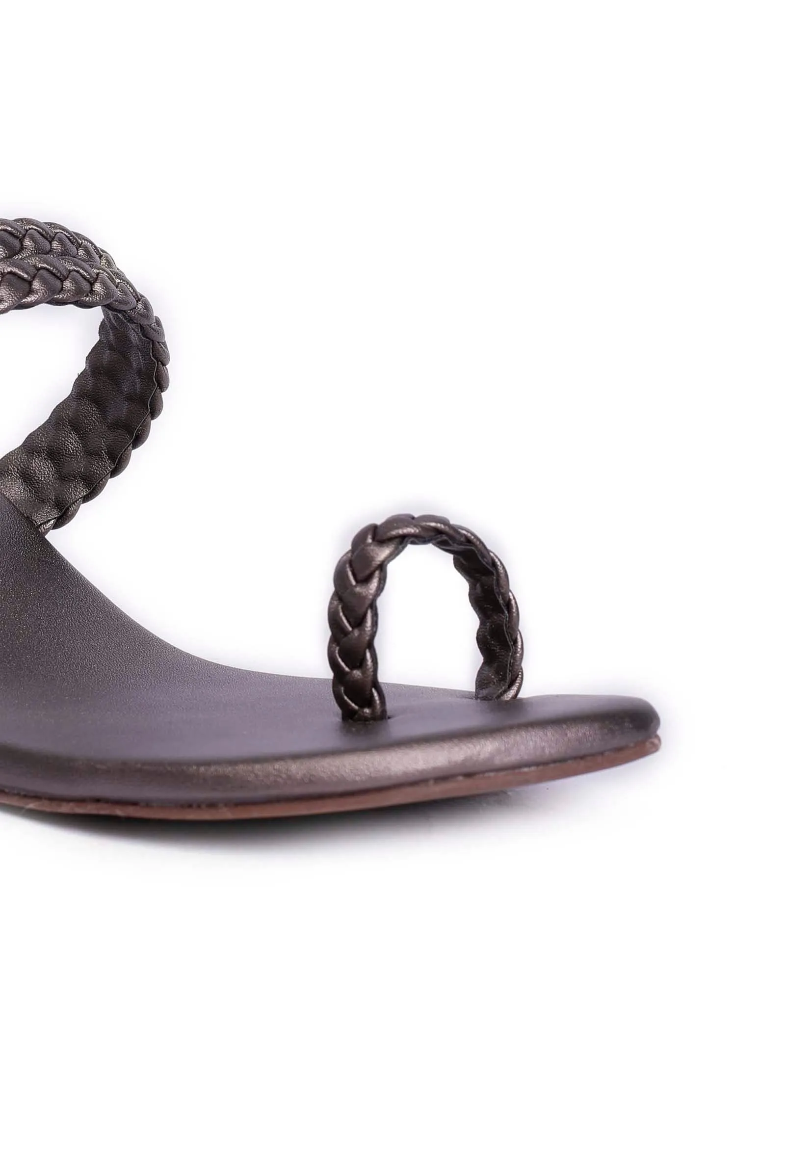 Grey Knotted Cruelty Free Leather Sandals