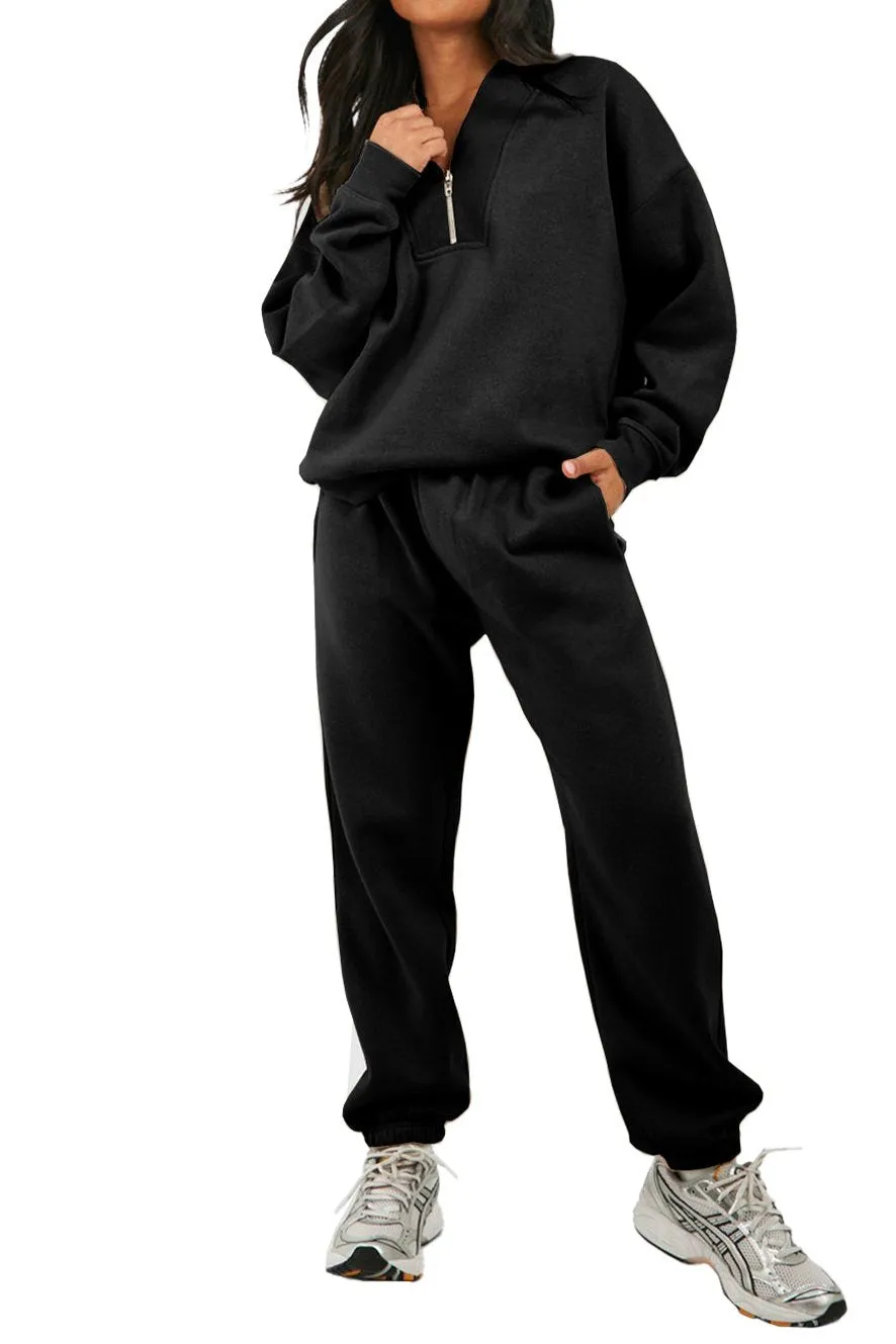 Half Zip Top and Pants Tracksuit Set