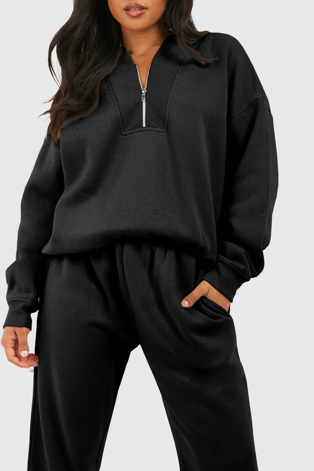 Half Zip Top and Pants Tracksuit Set