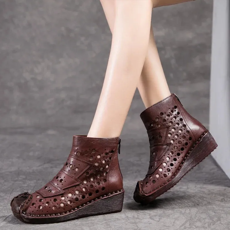 Handmade Leather Wedge Boots - Women's Casual Shoes AH9912-9-B