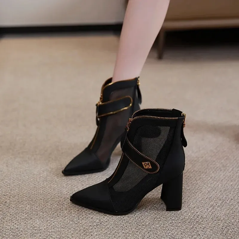 Heel Breeze Stylish Mesh Ankle Women Boots