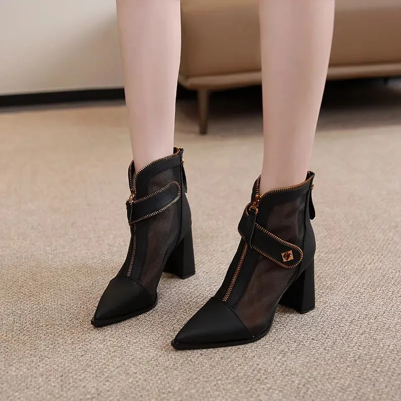 Heel Breeze Stylish Mesh Ankle Women Boots