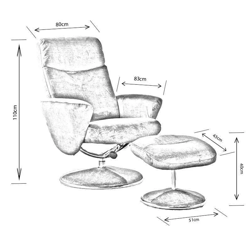 Houston Blue Recliner Chair & Stool