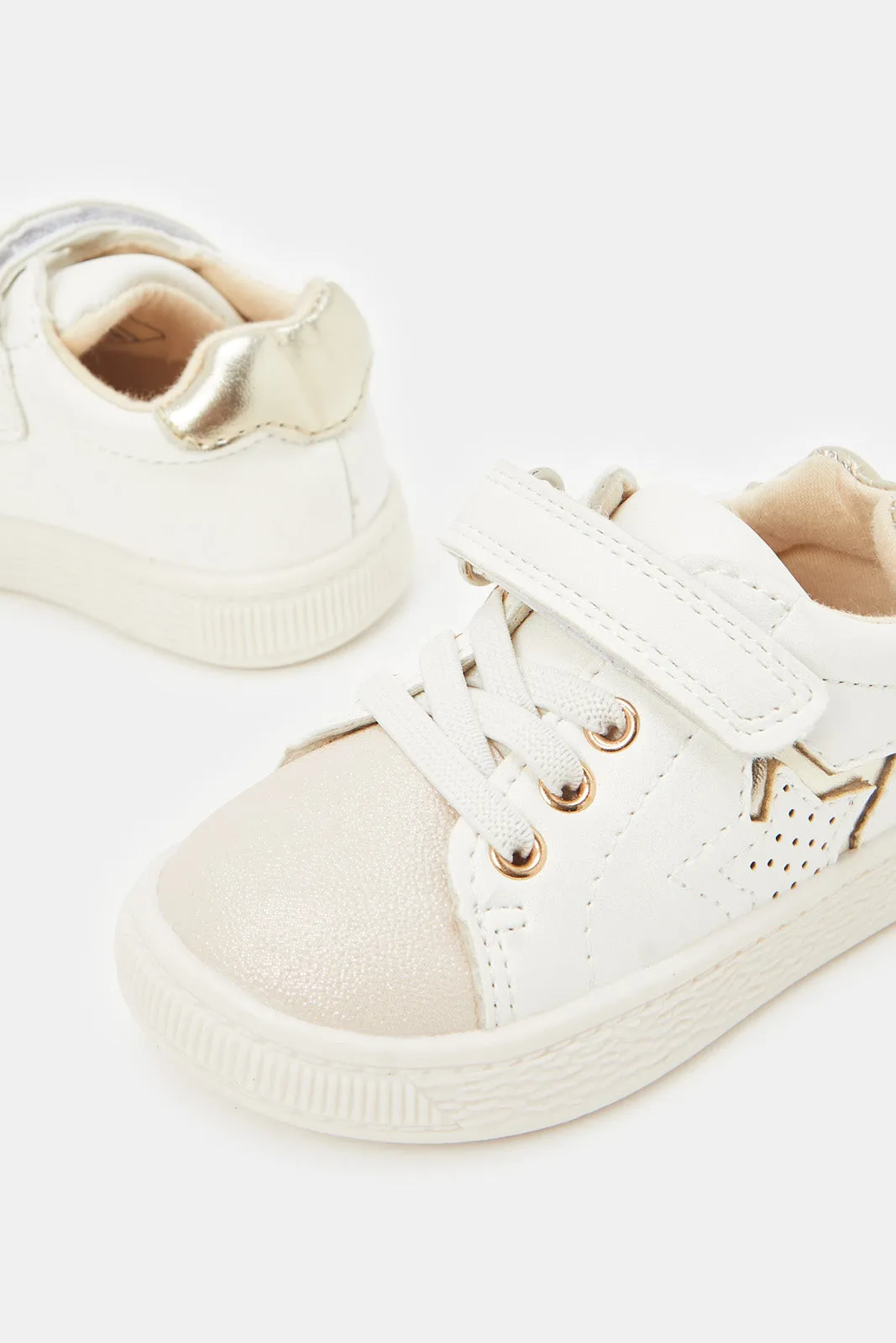 Infant Girls White Star Trim Sneakers