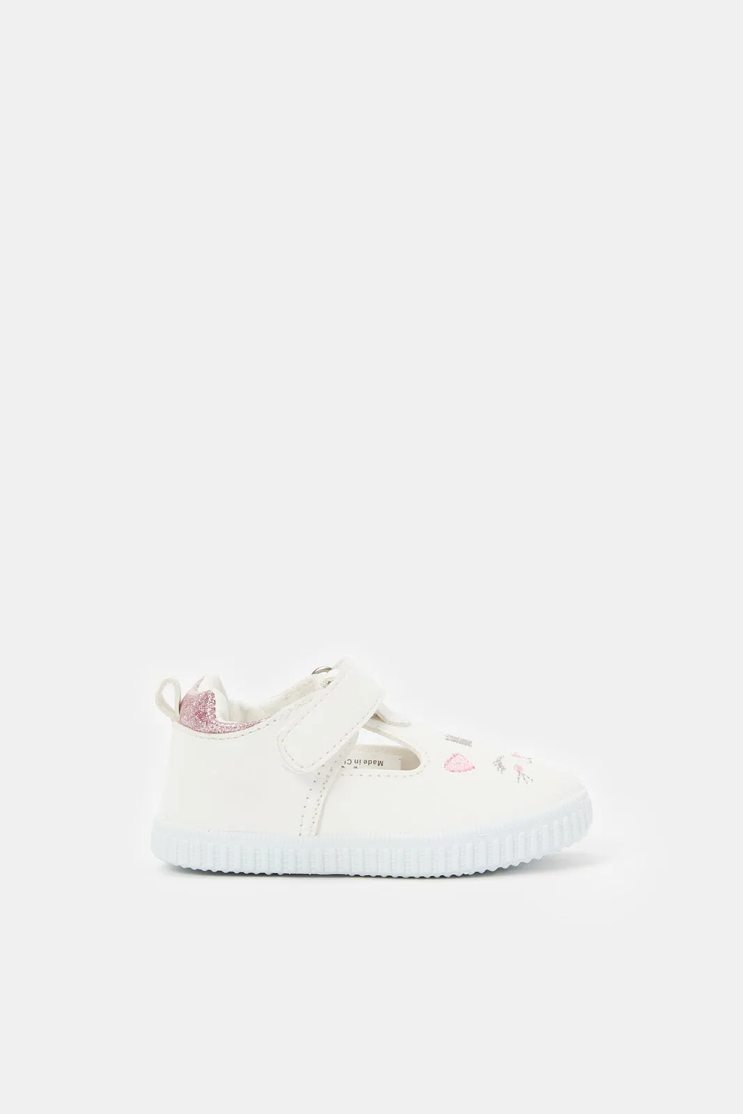 Infant Girls White Velcro Strap Pump