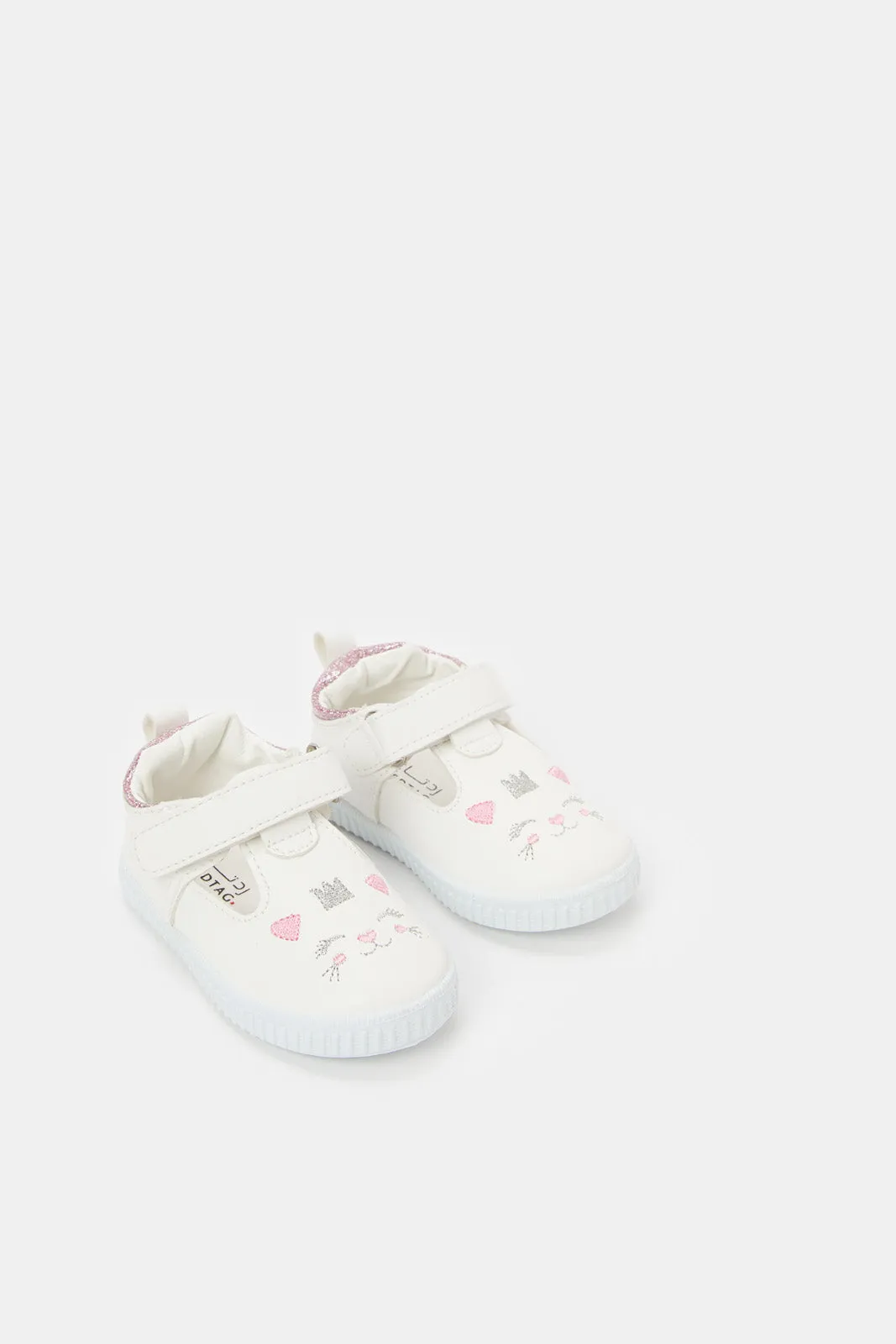 Infant Girls White Velcro Strap Pump