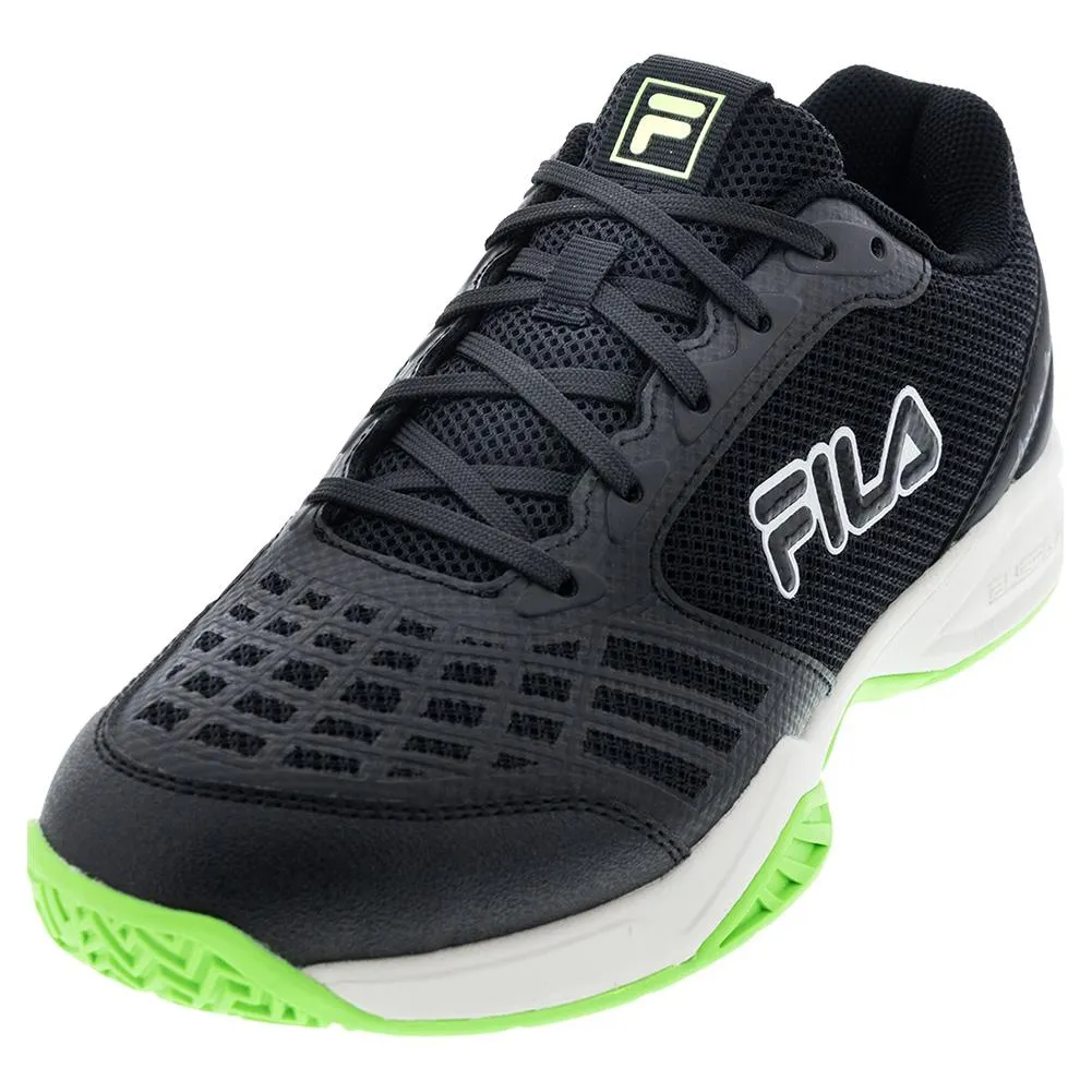 Juniors Axilus 3 Tennis Shoes Black and Green Gecko