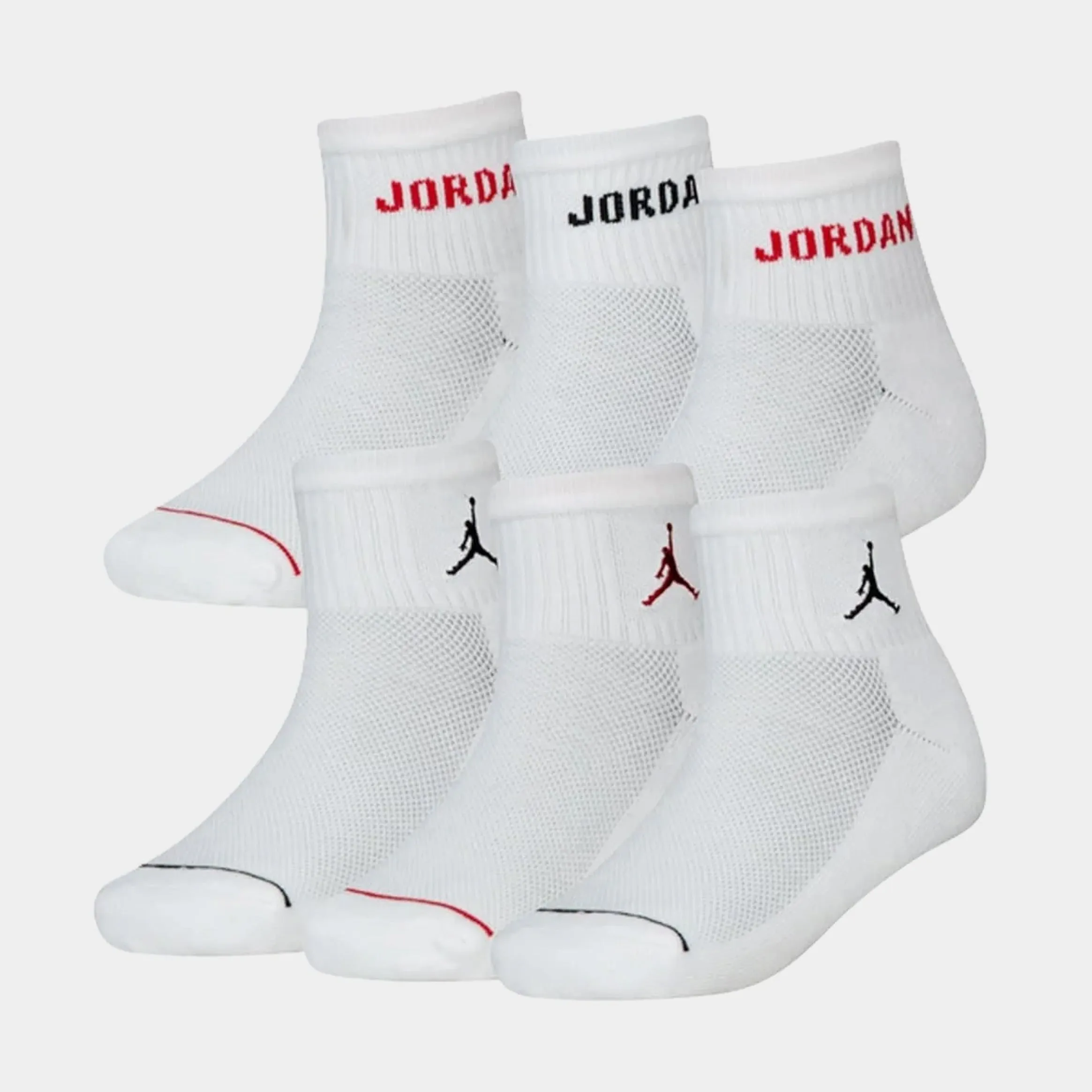 Legend Ankle 6 pack Grade School Socks (White/Red)