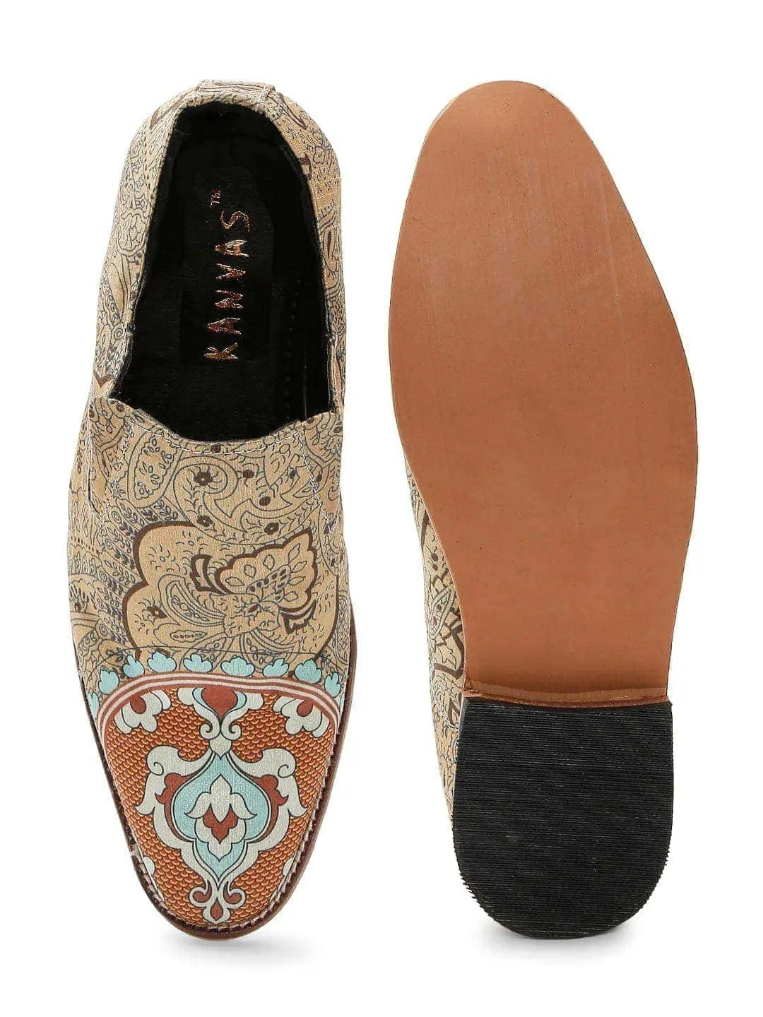 Light Gold Printed Designer Loafers