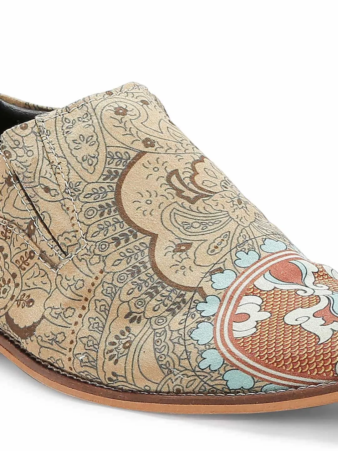 Light Gold Printed Designer Loafers