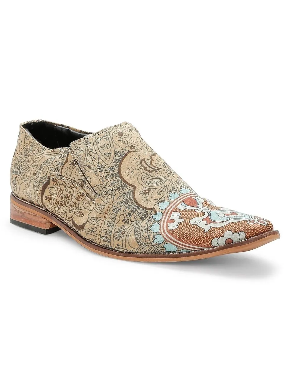 Light Gold Printed Designer Loafers