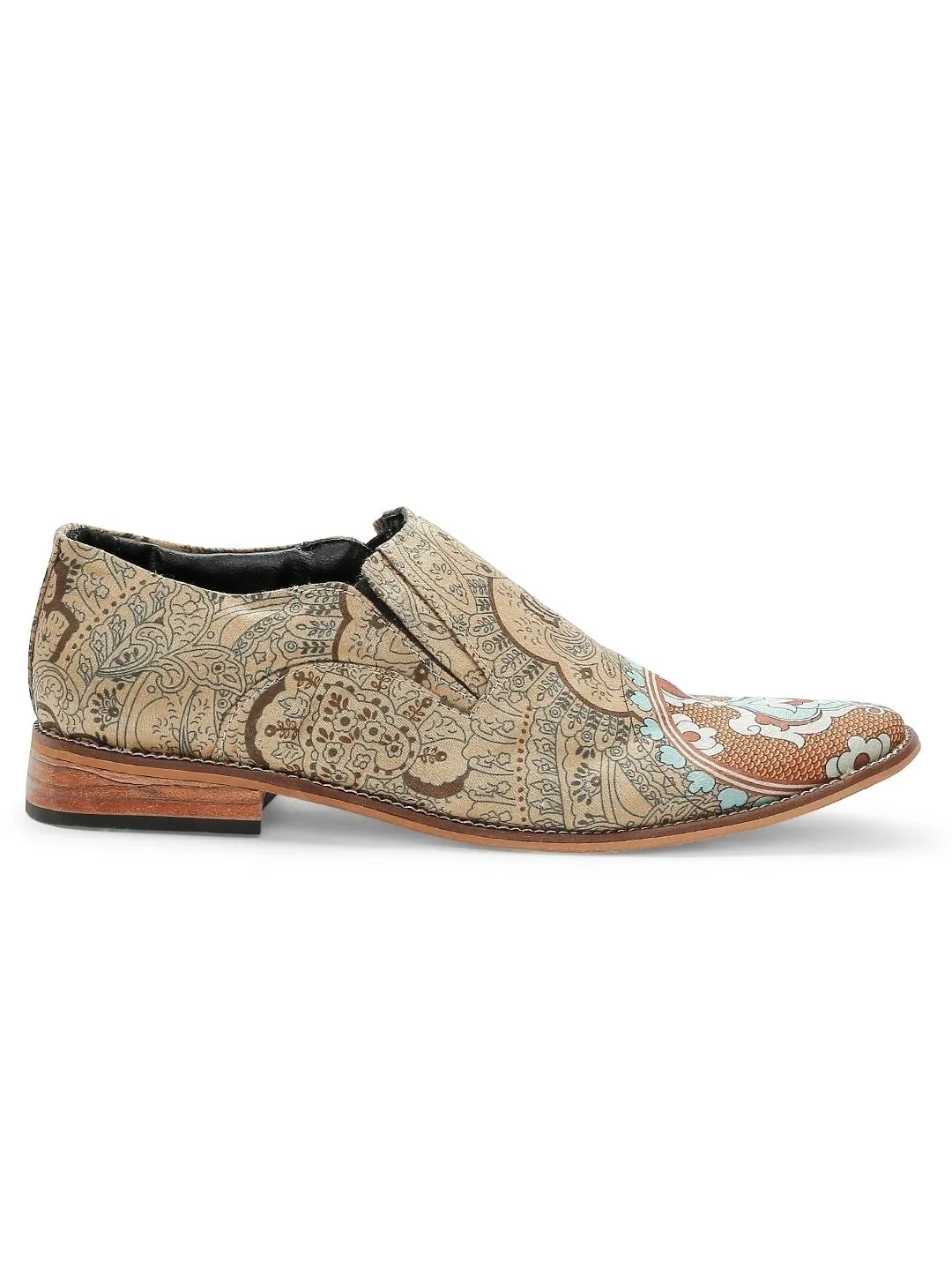 Light Gold Printed Designer Loafers