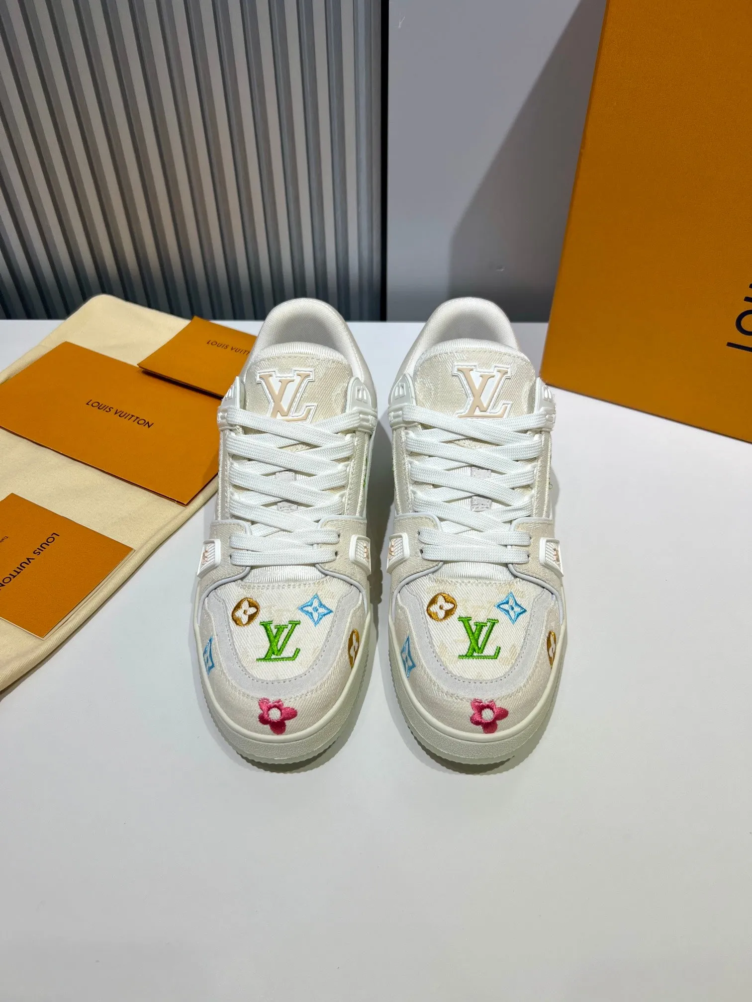 LUV Embroidered Creme Trainer  Sneakers-075