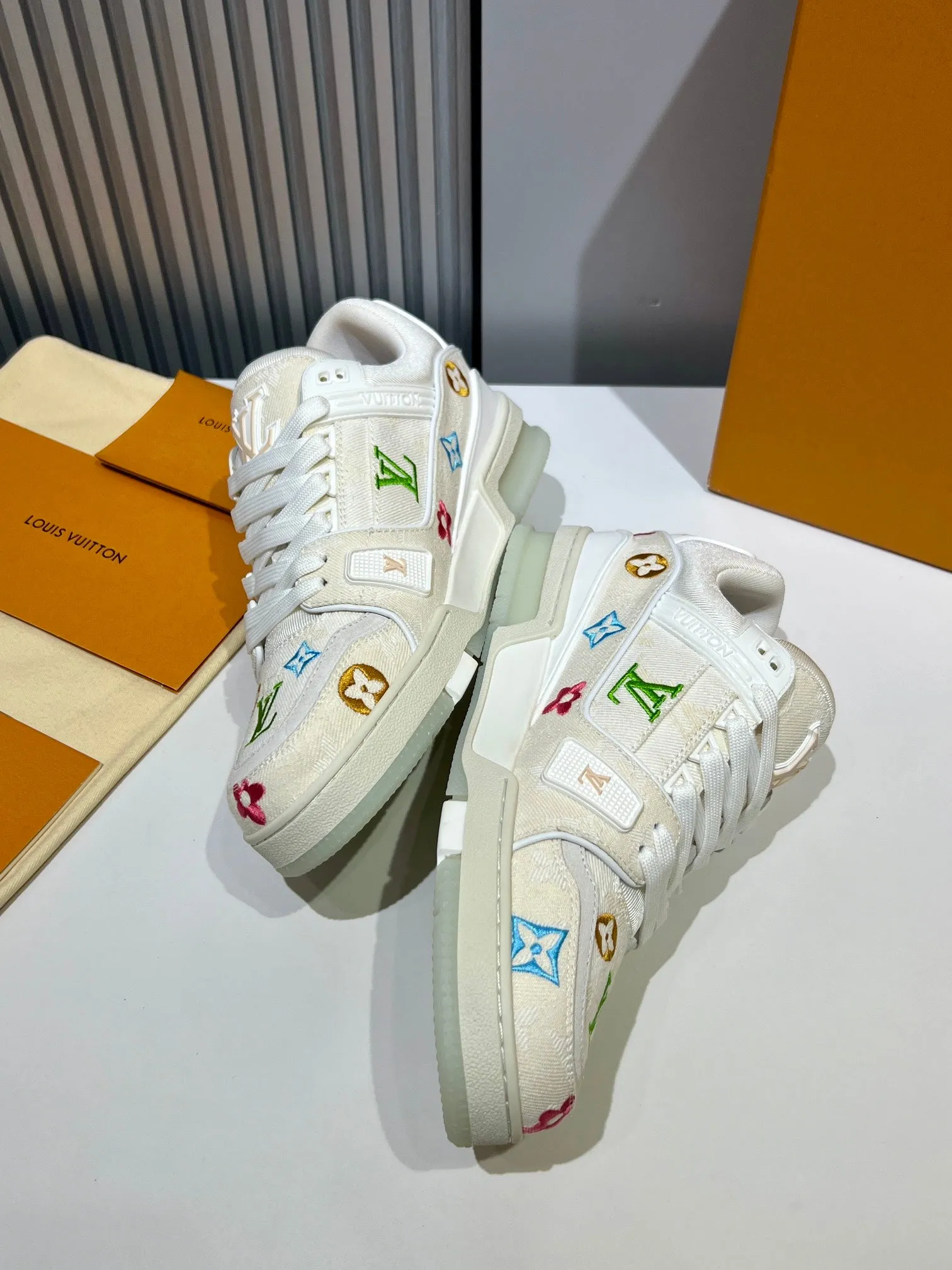 LUV Embroidered Creme Trainer  Sneakers-075