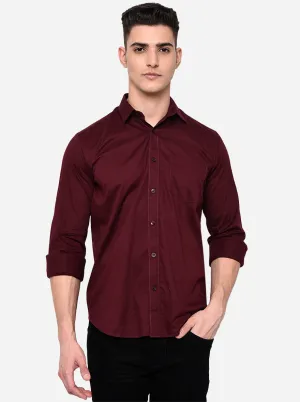 Maroon Solid Slim Fit Casual Shirt | JadeBlue