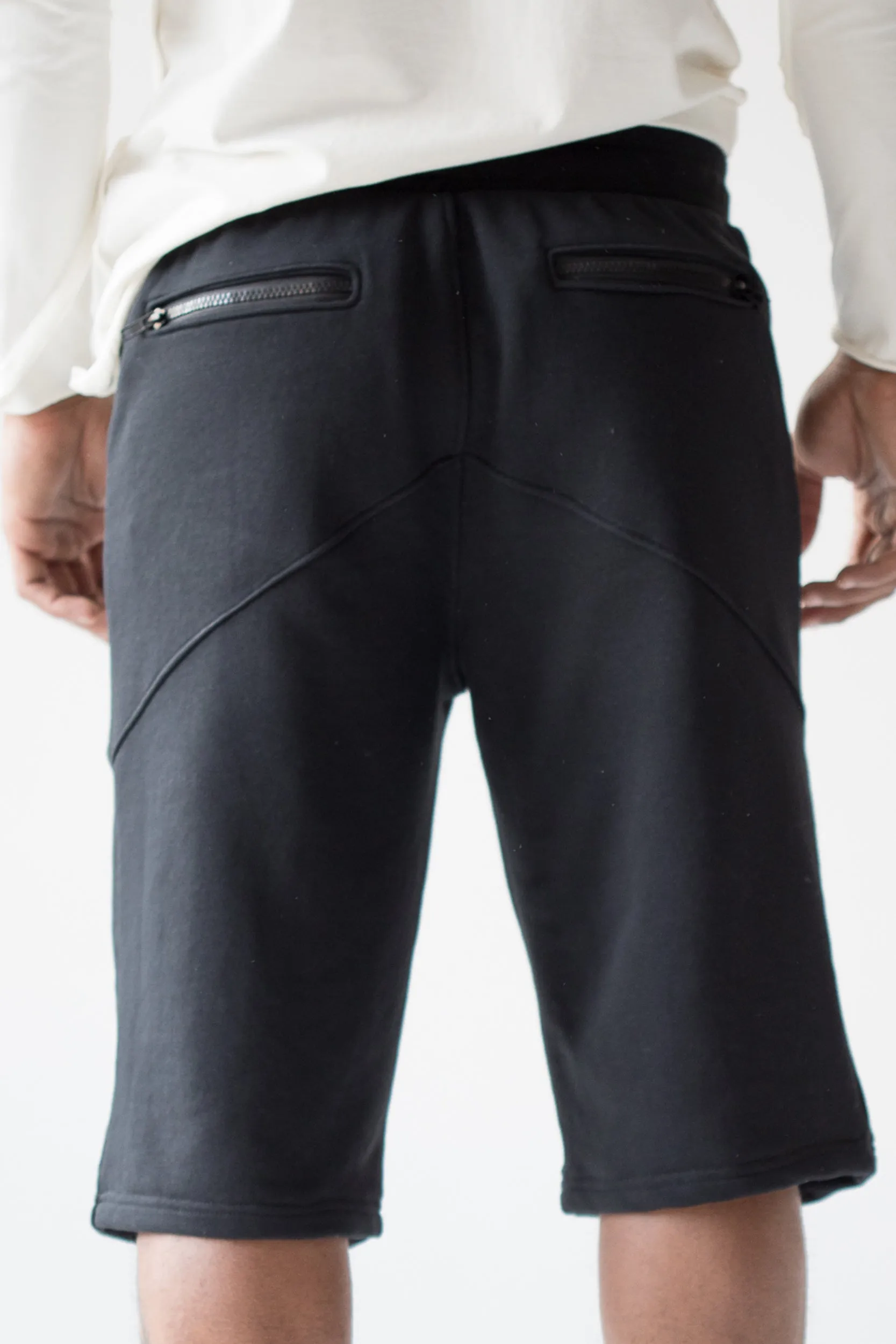 Men black summer shorts with zipped pockets