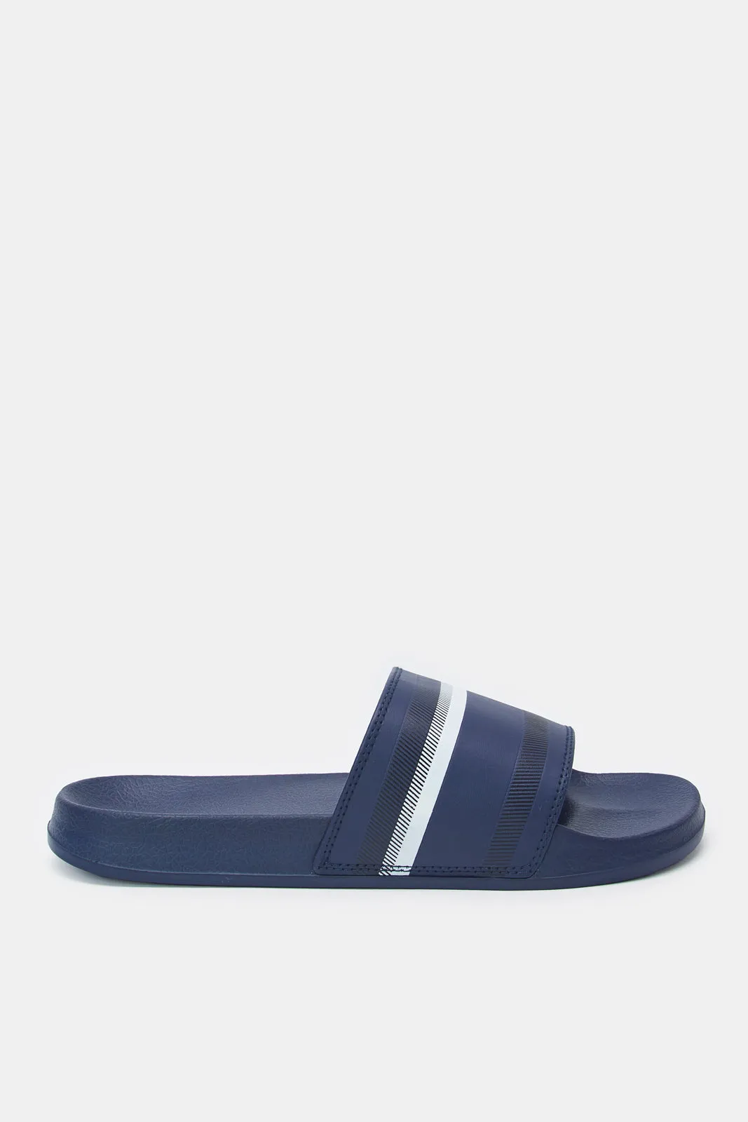 Men Navy Striped Slide