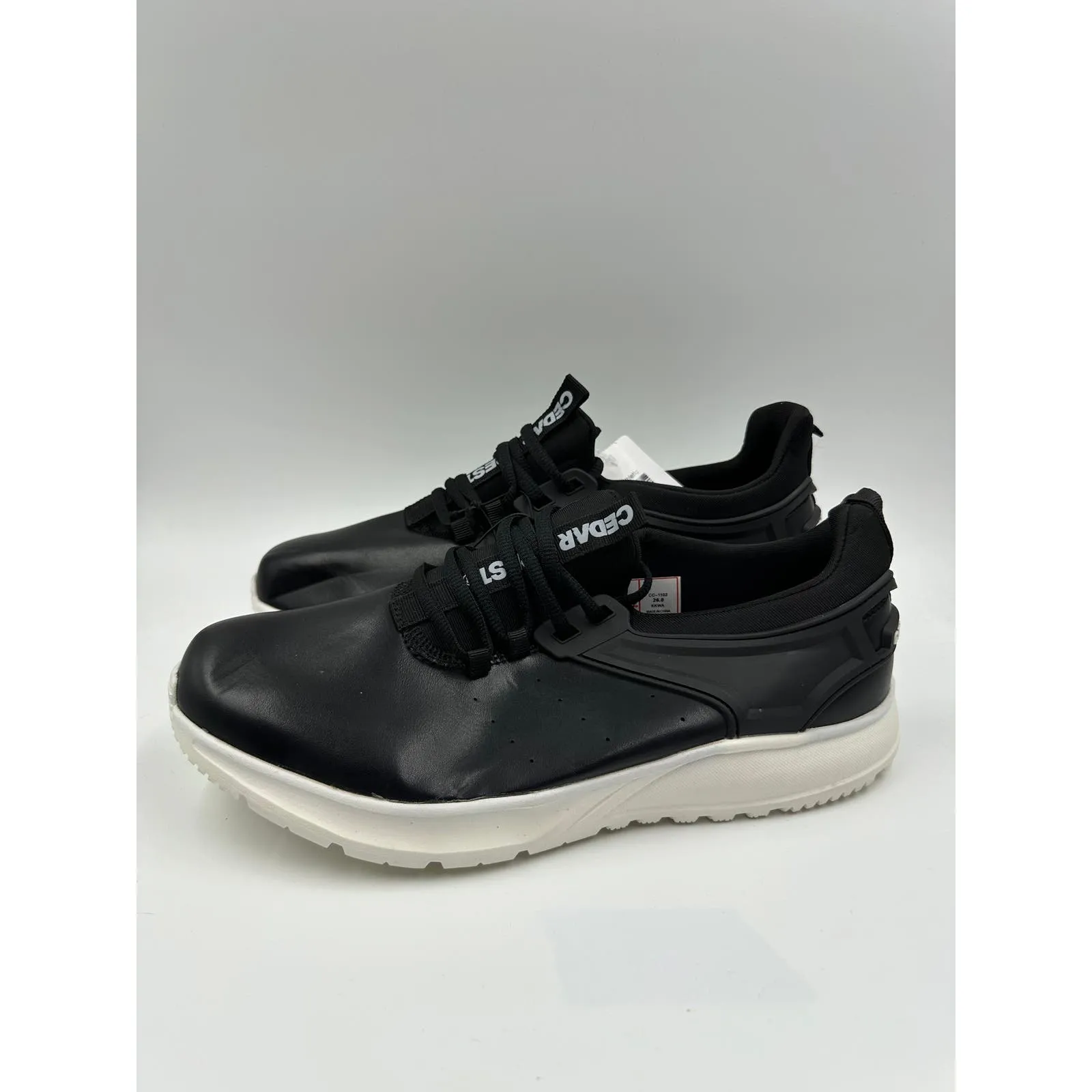 Men's Size 9, Black Synthetic Sneakers with Ultra Comfortable Rubbery Soles