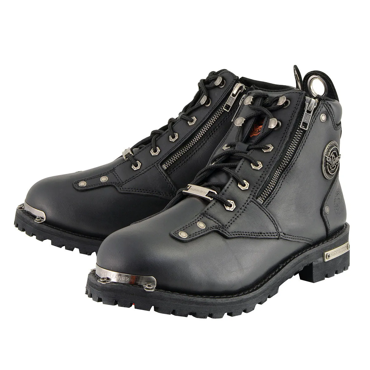 Milwaukee Leather MBM103 Men's Black Leather Lace-Up Motorcycle Boots