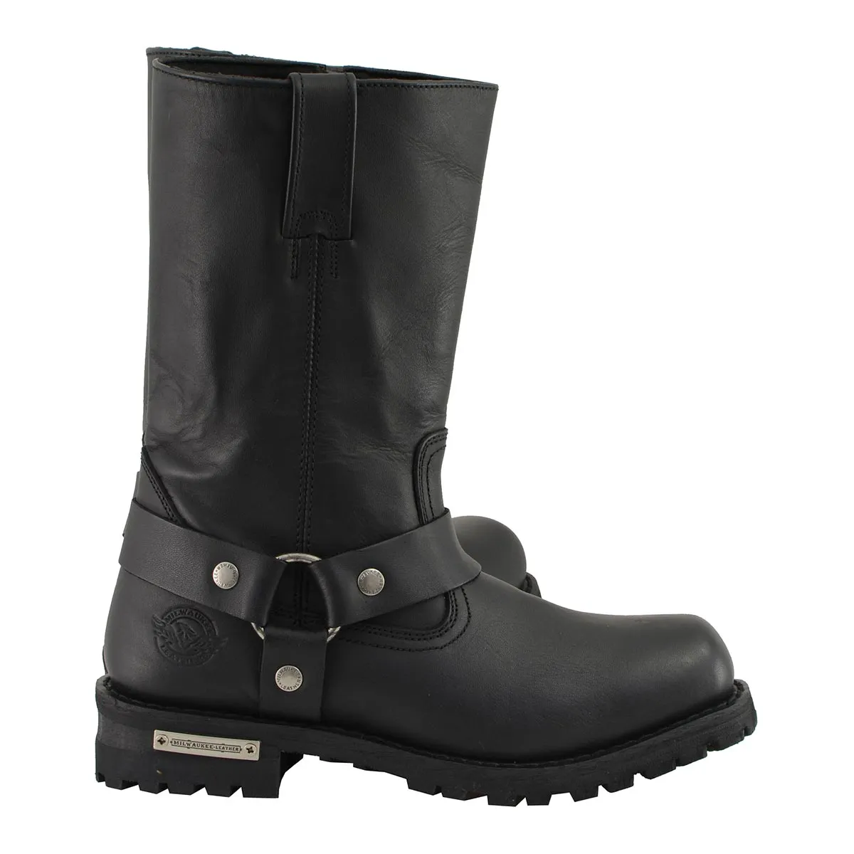 Milwaukee Leather MBM131W Men's Black 'Wide-Width' 11-inch Classic Square Toe Harness Boots