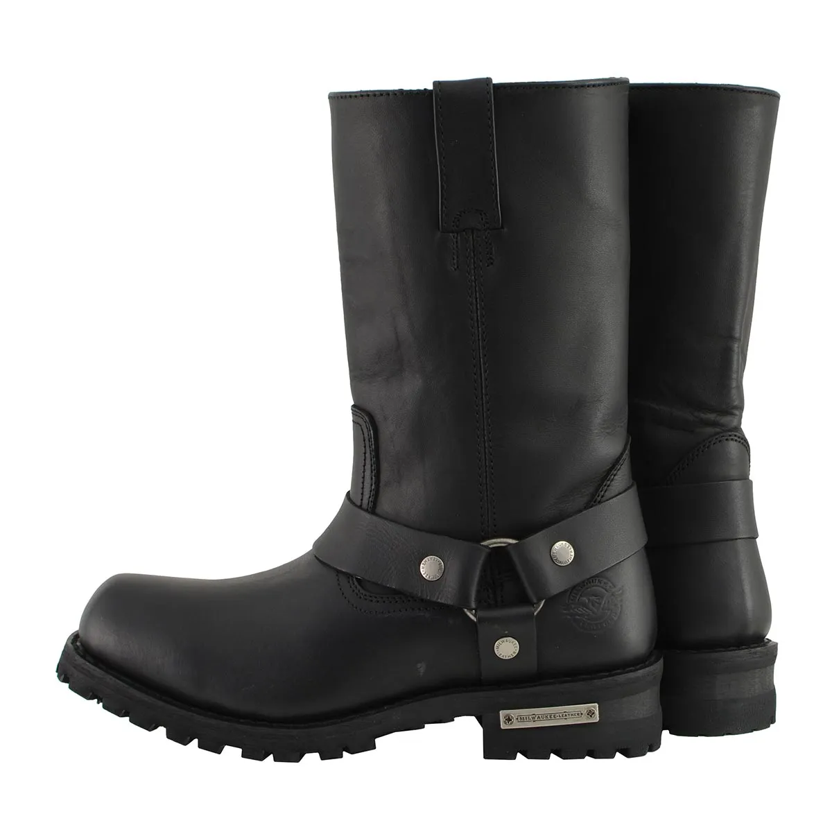 Milwaukee Leather MBM131W Men's Black 'Wide-Width' 11-inch Classic Square Toe Harness Boots