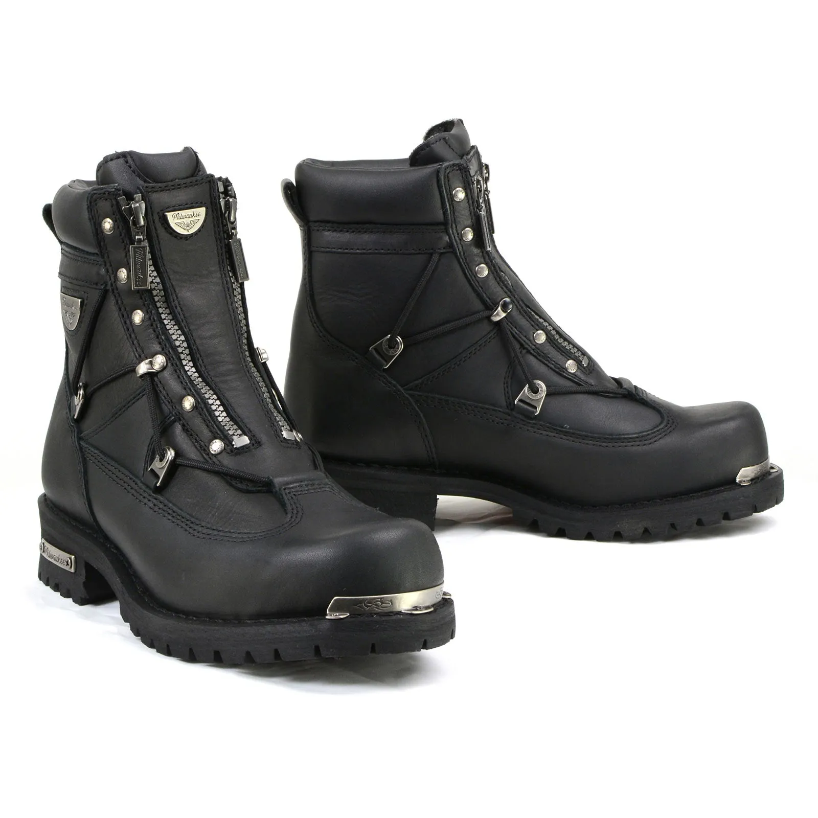 Milwaukee Motorcycle Clothing Company MB440 Men's Black Throttle Motorcycle Leather Boots