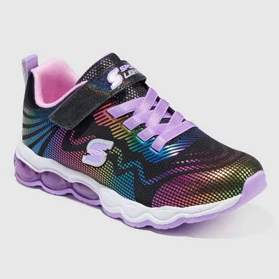 New - S Sport by Skechers Girls Light Up Sneakers Rainbow Hook-and-Loop