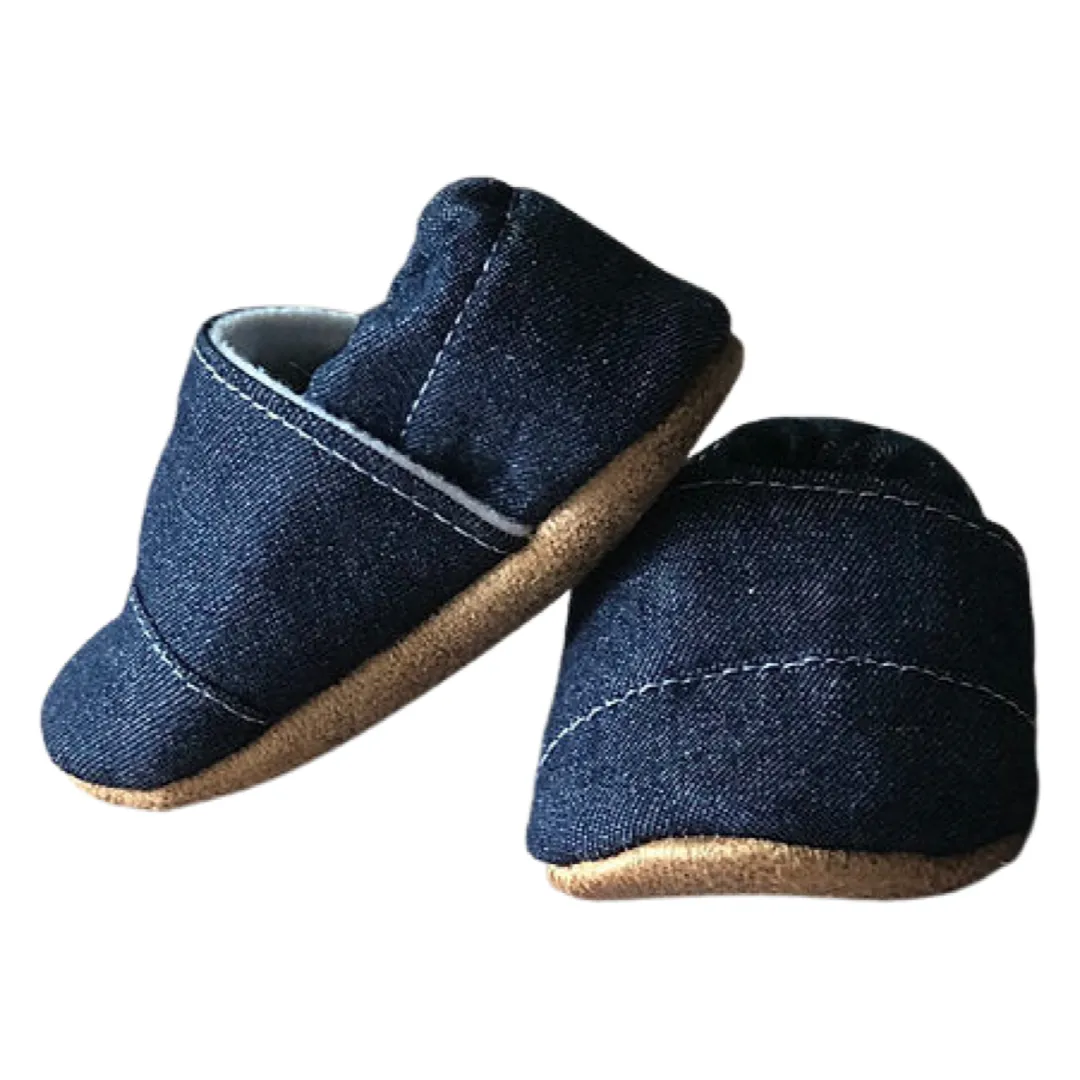 Newborn Baby Moccasins - Denim (0-3 Months)