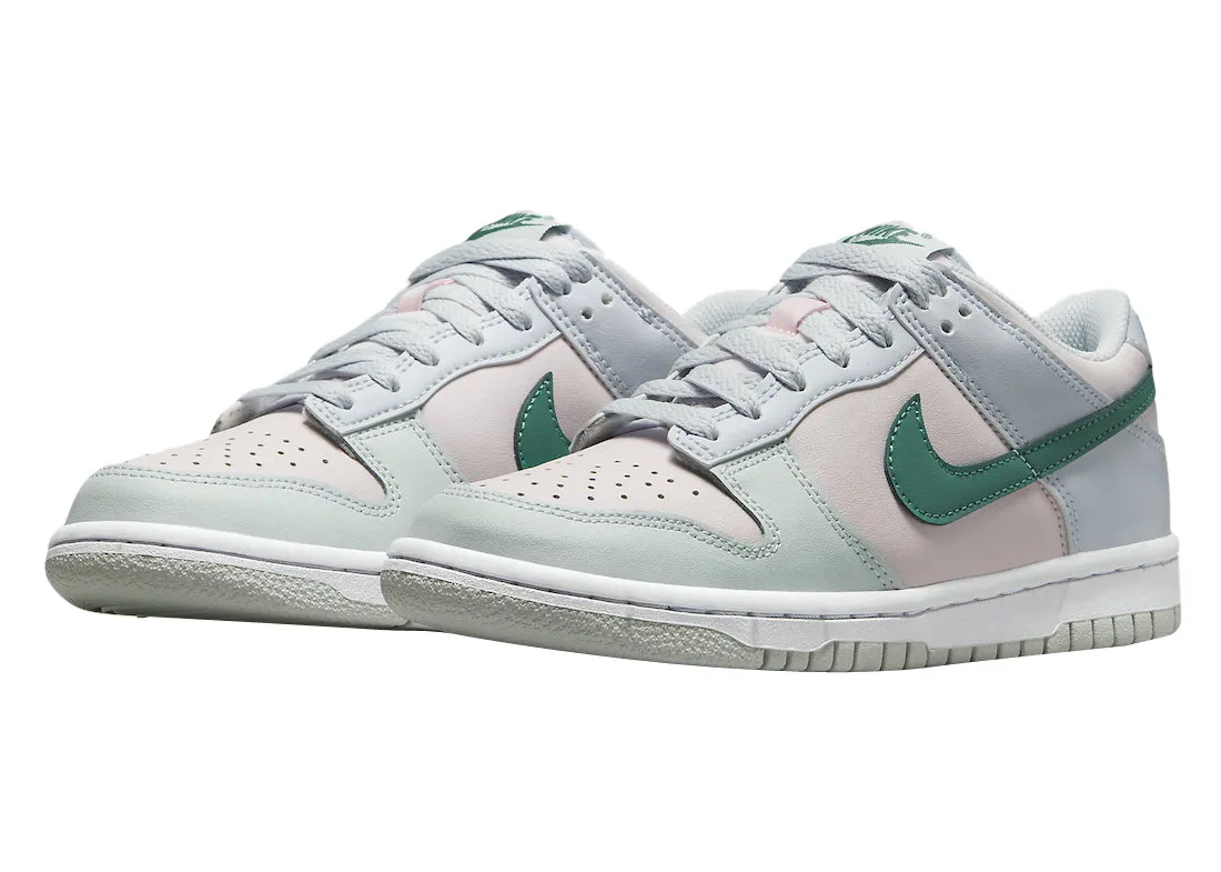 Nike Kid's Dunk Low GS Shoes - Football Grey / Mineral Teal / Pearl Pink