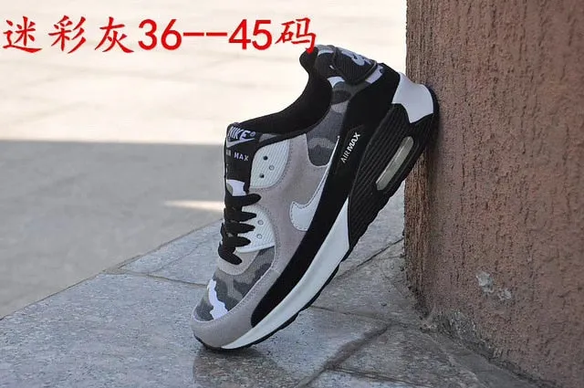 NIKE-Men Women Camouflage Sports Shoes Cushioned Chunky Sole Lace Up Sports Shoes Outdoor AIR MAX 90