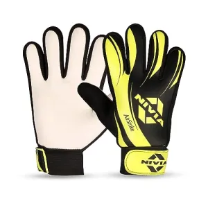 Nivia Air Strike Goalkeeper Gloves for Men & Women/Gloves with Grip (Black/Green, M, Rubber Palm-All Level, Football)