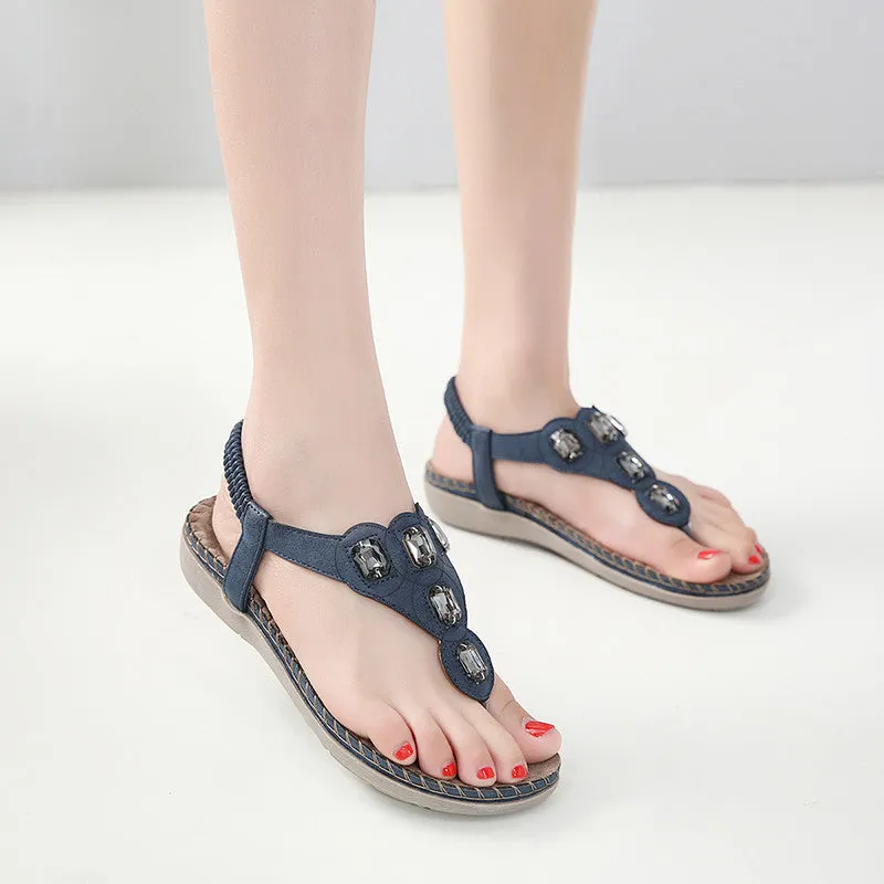 OCW Bling Sandals For Women Comfy T-strap Heel Comfort Stylish Summer