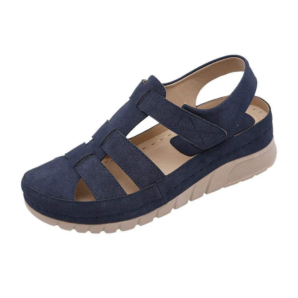 OCW Hollow Sandals For Women Buckle Flat Wedge Slipper Casual Breathable Design