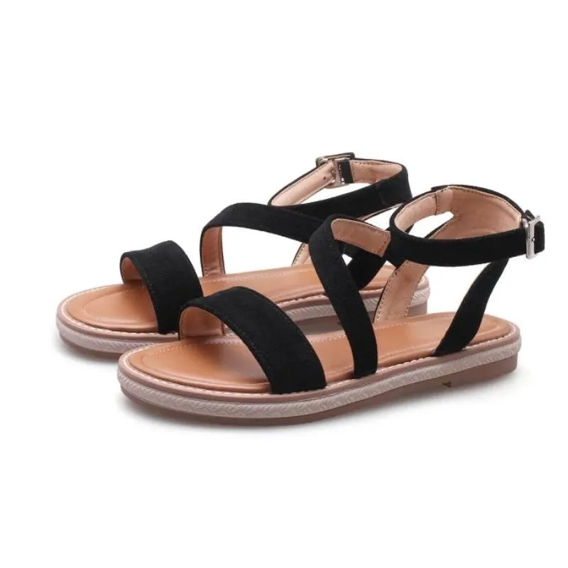 OCW Suede Sandals Women Breathable Comfy Low Heel Open Toe Design