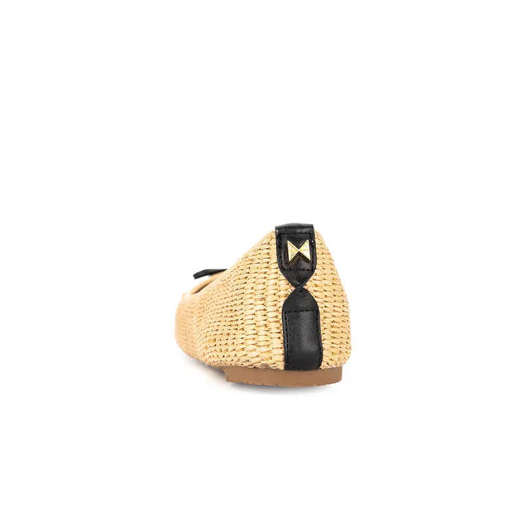 OLIVIA Ballet Flat Shoes - Natural Raffia