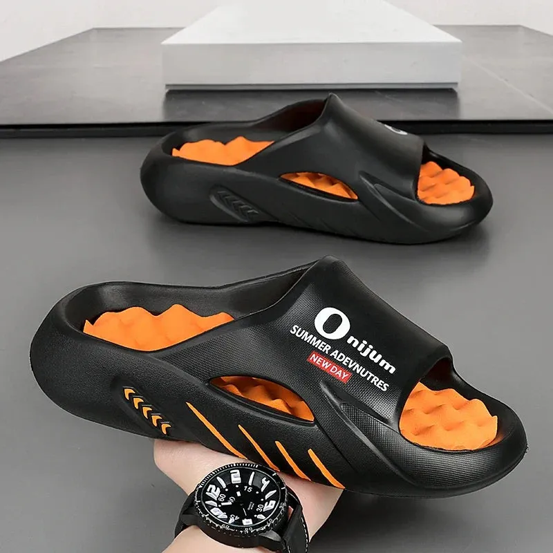 Orange Fire Casual Beach Massager Slippers